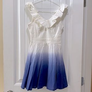 Ombré ruffle neck dress